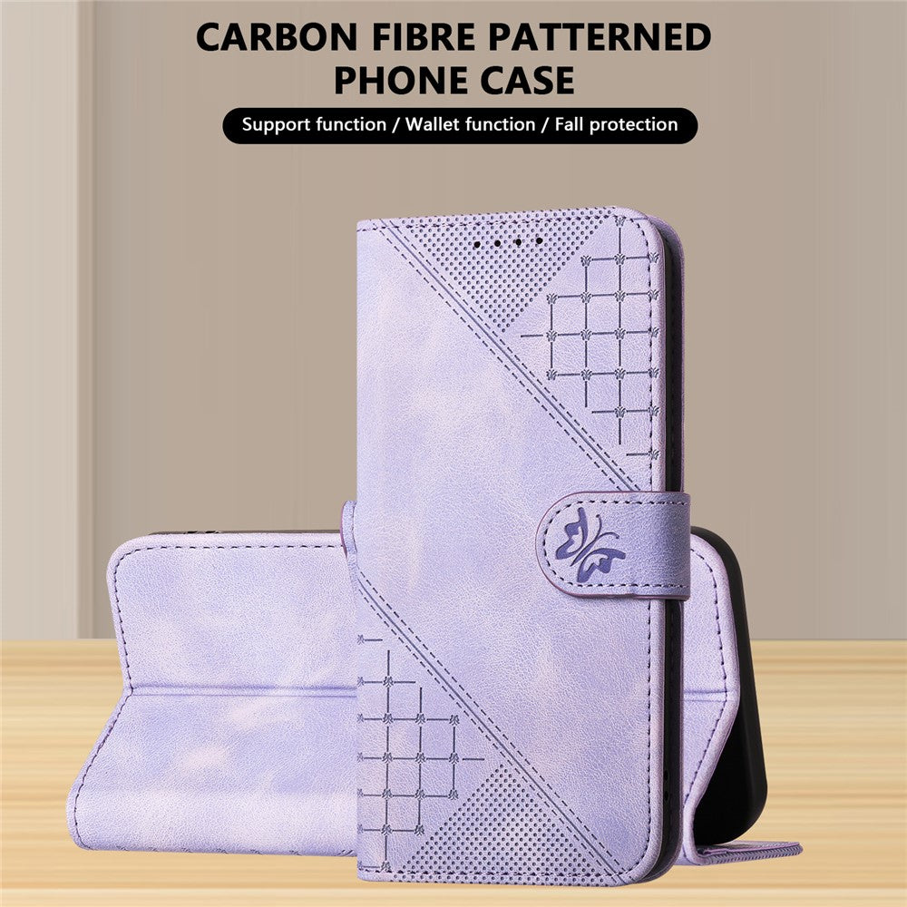 For Honor X8b 4G / Honor X8c 4G Leather Wallet Case Butterfly Flower Imprinted Phone Cover with Strap