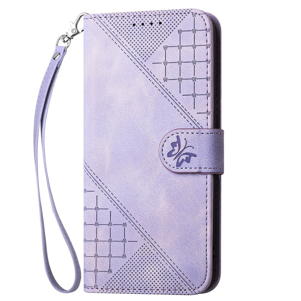 For Honor X8b 4G / Honor X8c 4G Leather Wallet Case Butterfly Flower Imprinted Phone Cover with Strap