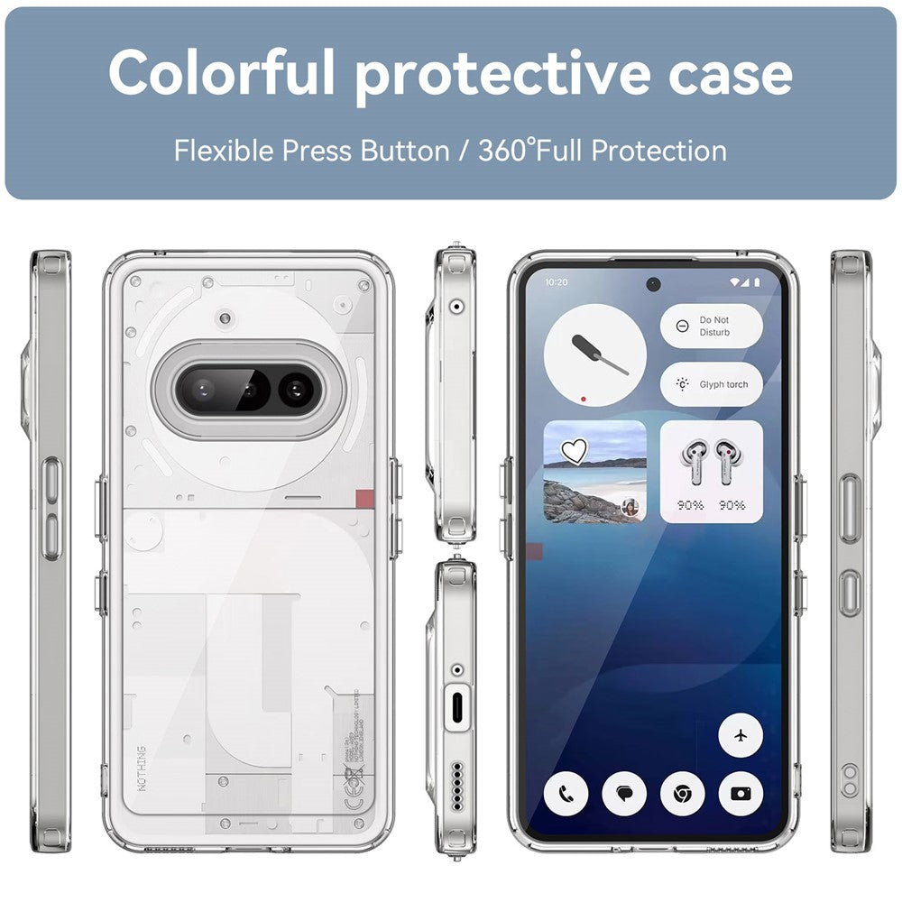 Nothing Phone (3a) Transparente Handyhülle – Aus TPU & Acryl, mit Schutzglasfolie