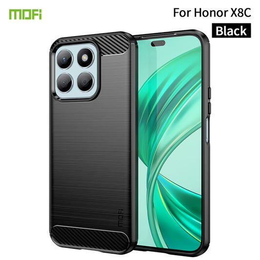 Honor X8b 4G / Honor X8c 4G Handyhülle – MOFI Rückseite mit gebürsteter Textur, weiches TPU-Gehäuse aus Kohlefaser