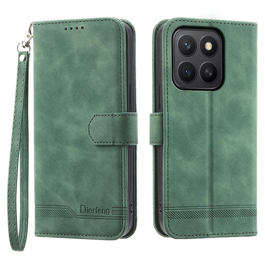 Honor X8c 4G Handyhülle – DIERFENG DF-03 Lines Impressum Brieftasche Leder