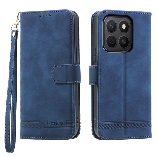 Honor X8c 4G Handyhülle – DIERFENG DF-03 Lines Impressum Brieftasche Leder