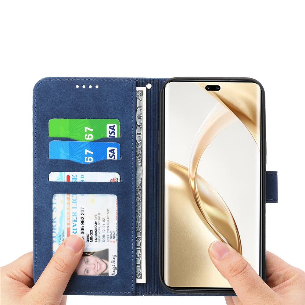 DIERFENG DF-03 For Honor X8c 4G Case Lines Imprint Wallet Leather Phone Cover