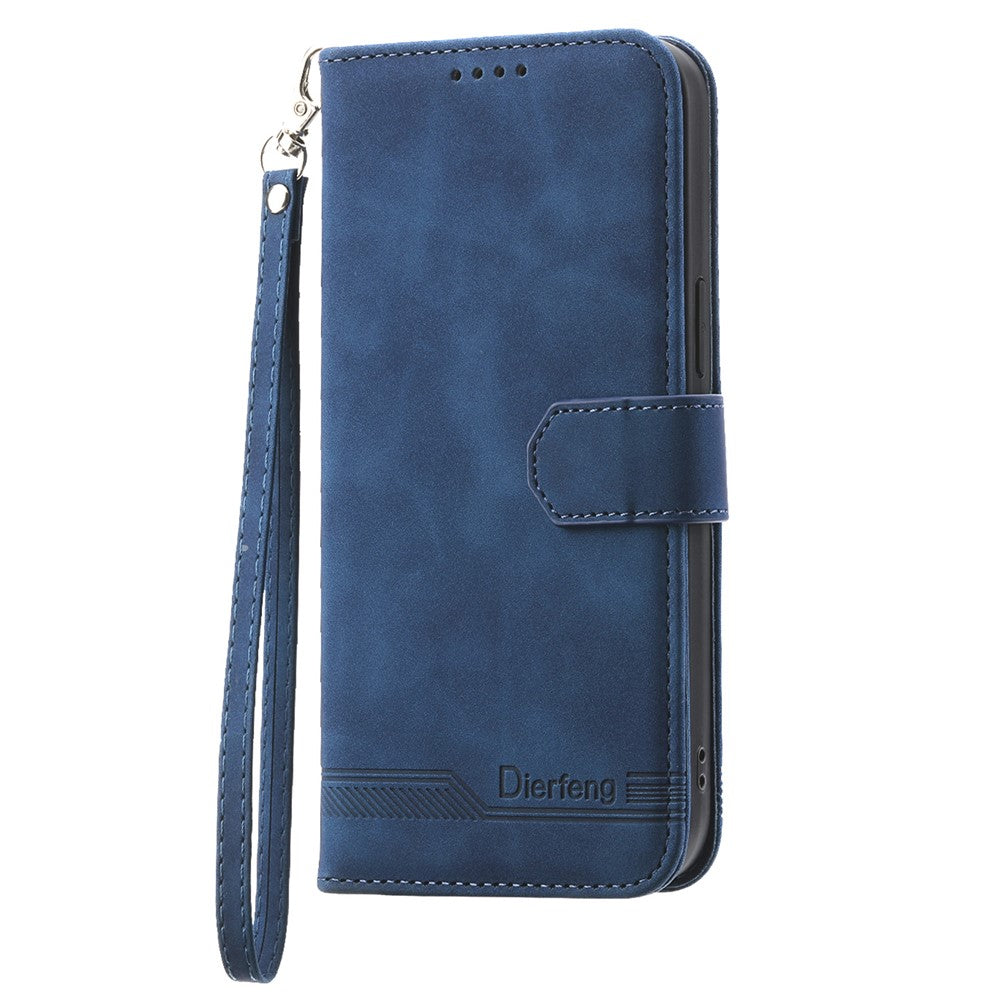 DIERFENG DF-03 For Honor X8c 4G Case Lines Imprint Wallet Leather Phone Cover