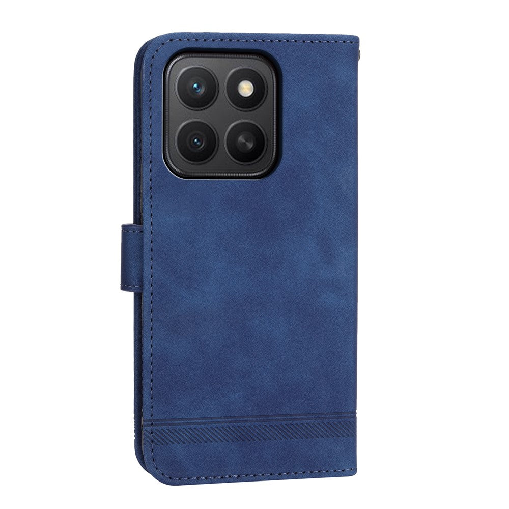 DIERFENG DF-03 For Honor X8c 4G Case Lines Imprint Wallet Leather Phone Cover