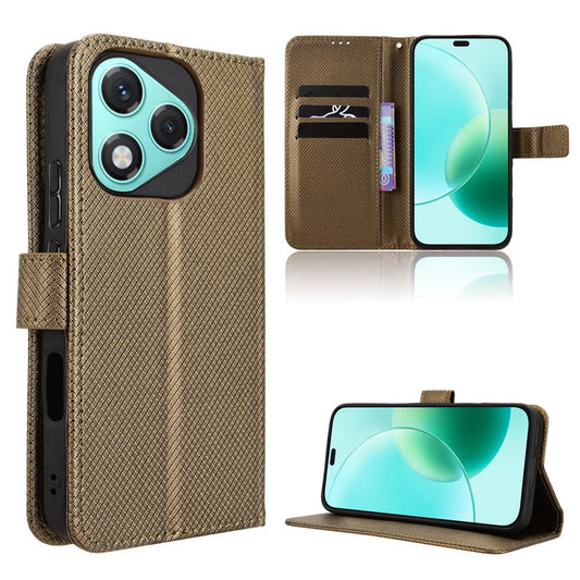 Honor 400 Lite 5G Handyhülle – Leder-Brieftaschenetui mit Riemen und Diamant-Textur