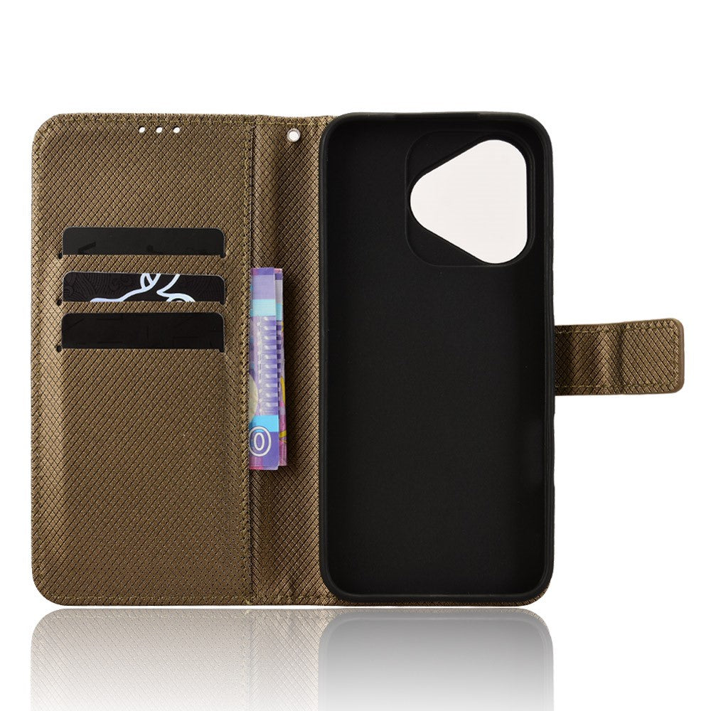 For Honor 400 Lite 5G Leather Wallet Case with Strap Diamond Texture Phone Cover