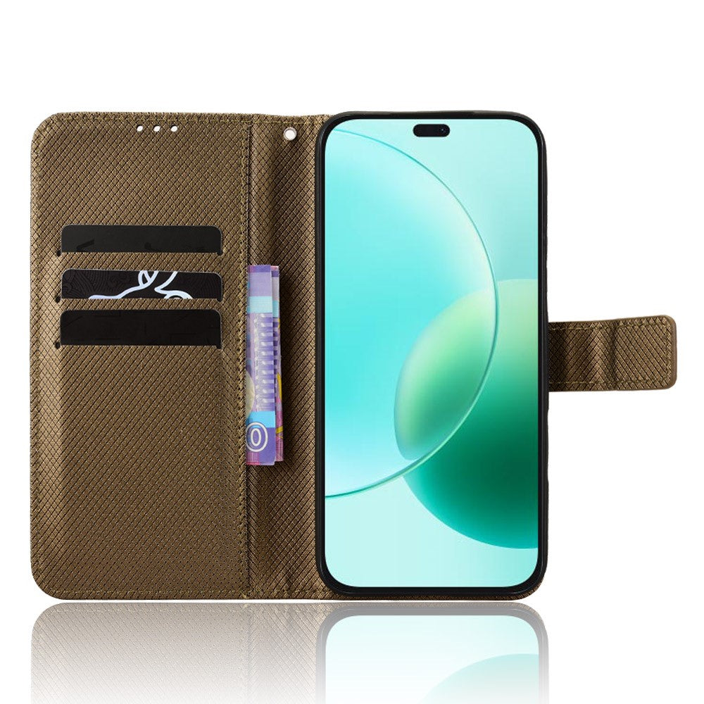 For Honor 400 Lite 5G Leather Wallet Case with Strap Diamond Texture Phone Cover