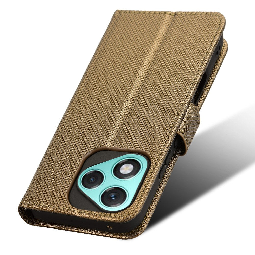 For Honor 400 Lite 5G Leather Wallet Case with Strap Diamond Texture Phone Cover