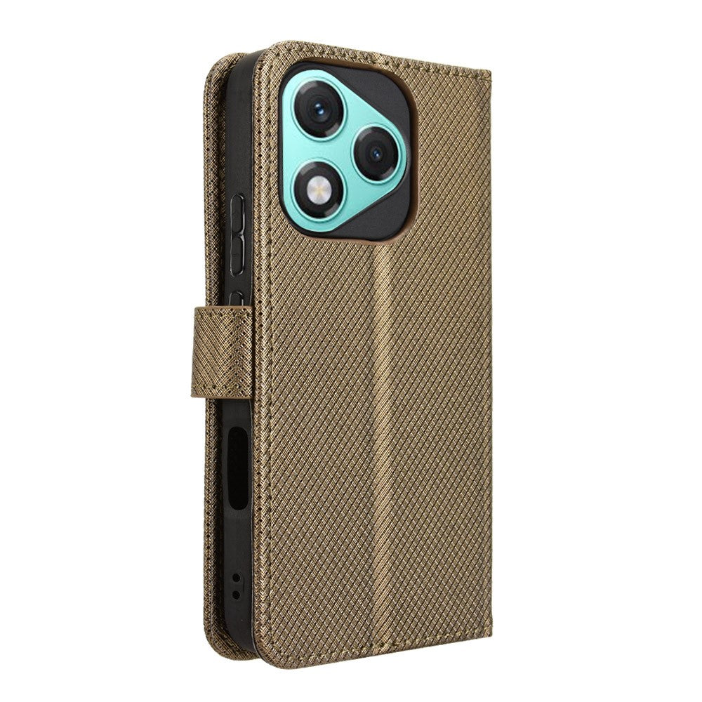 For Honor 400 Lite 5G Leather Wallet Case with Strap Diamond Texture Phone Cover