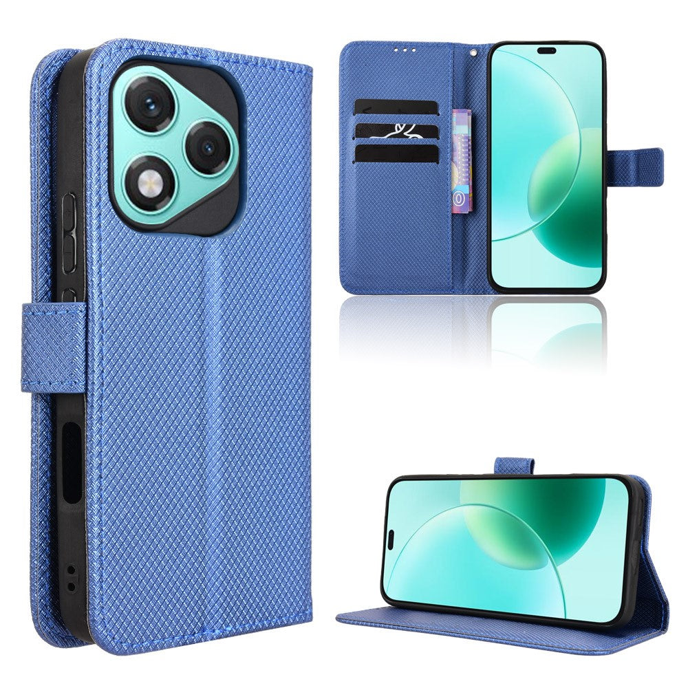 For Honor 400 Lite 5G Leather Wallet Case with Strap Diamond Texture Phone Cover