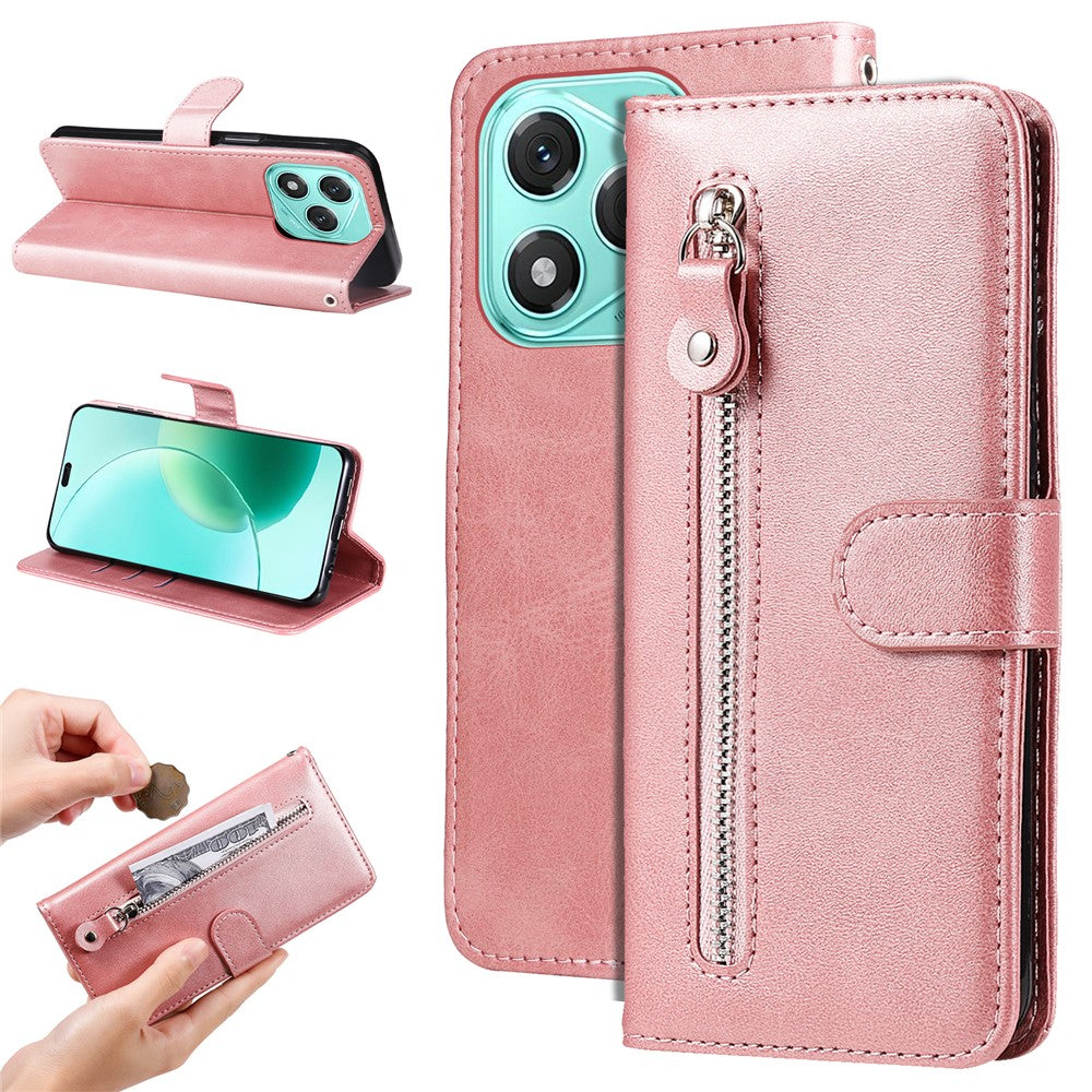 For Honor X70i / 400 Lite 5G PU Leather Cases with Zipper Pocket Wallet Phone Cover Stand