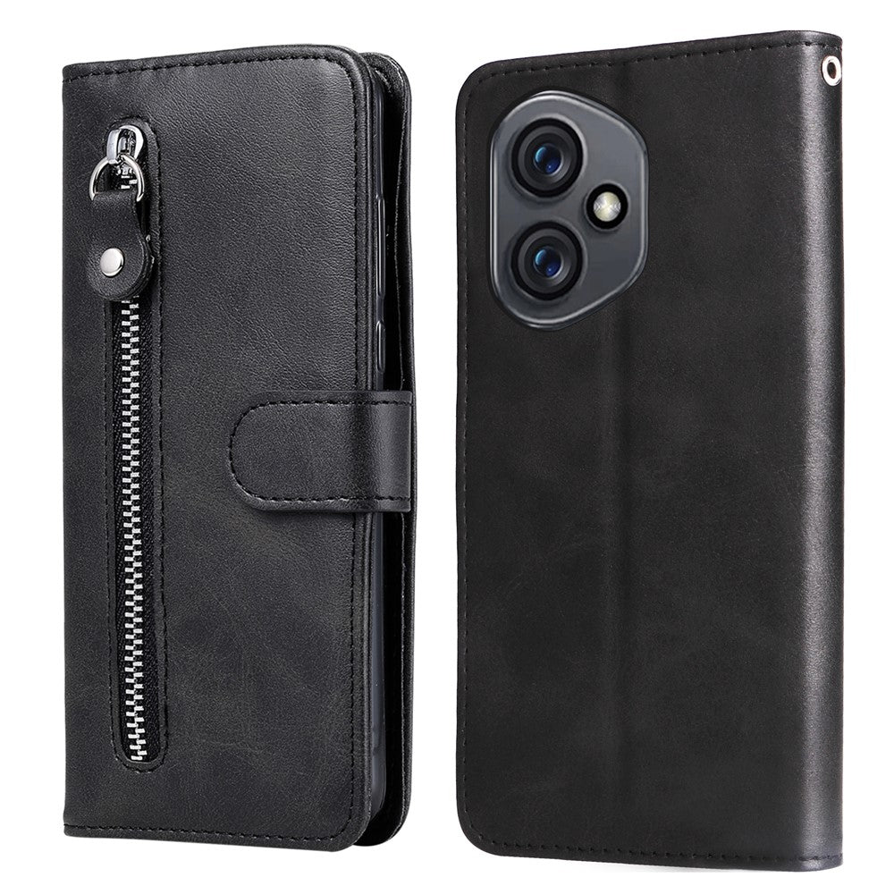 For Honor 400 5G (Global) PU Leather Cases with Zipper Pocket Wallet Phone Cover Stand