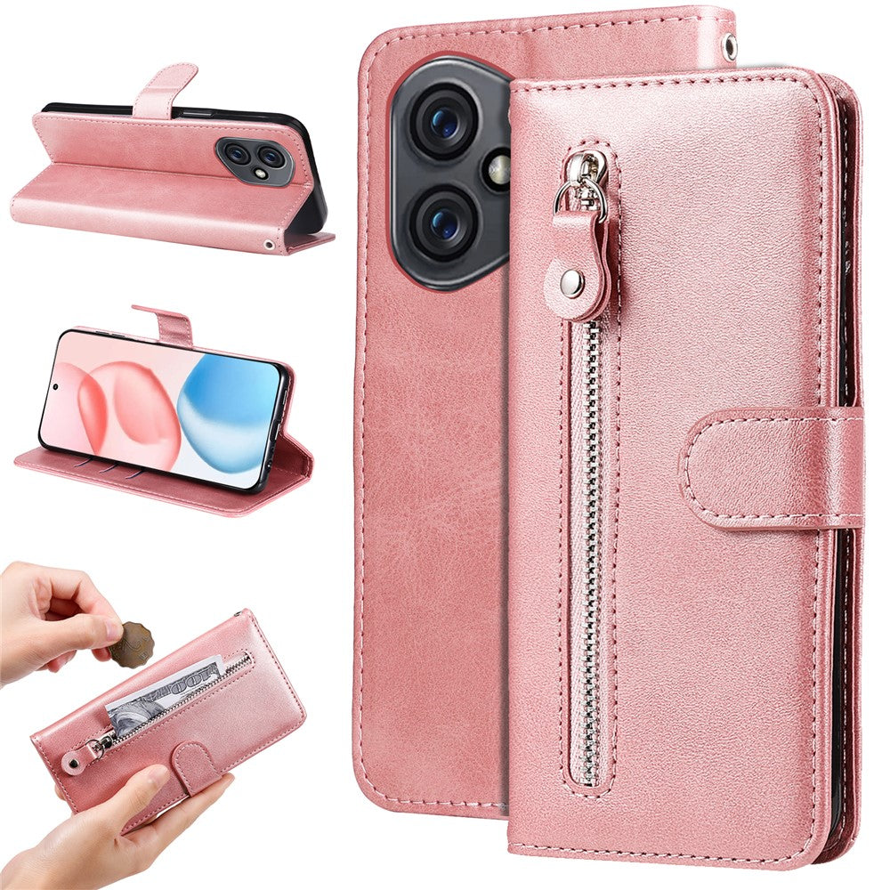 For Honor 400 5G (Global) PU Leather Cases with Zipper Pocket Wallet Phone Cover Stand