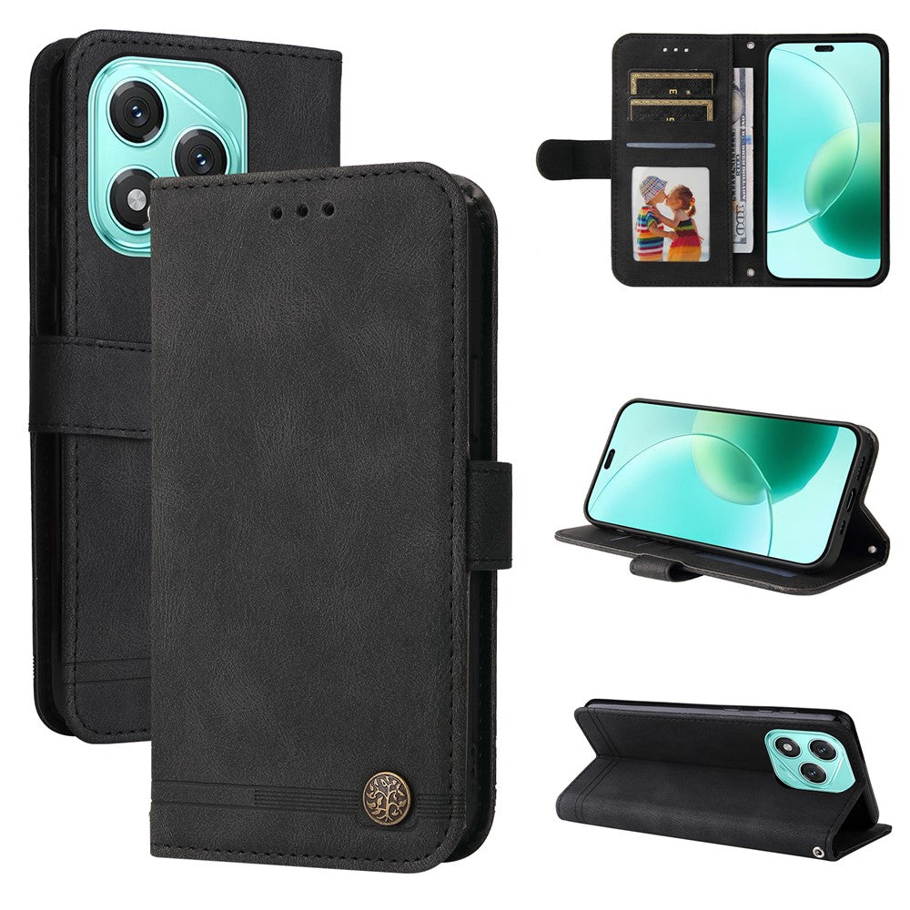 For Honor X70i / 400 Lite 5G Leather Wallet Cases Skin Touch Phone Cover Stand with Strap