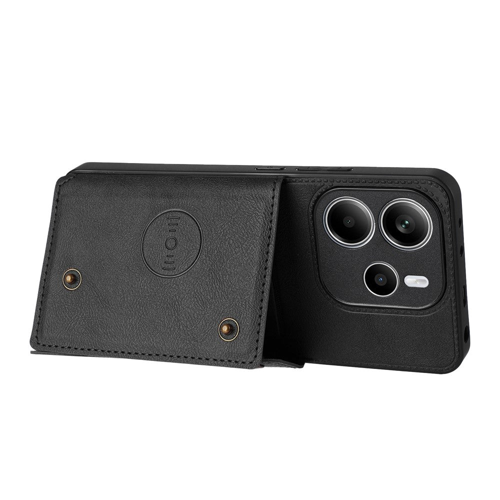 For Xiaomi Redmi Note 14 4G (163.25mm) Case with Card Slots Kickstand Leather + TPU Phone Cover