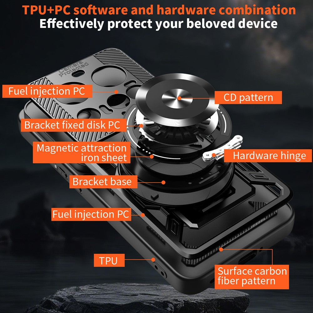For Xiaomi 15 Ultra Magnetic Case Rotating Kickstand TPU + PC Phone Cover