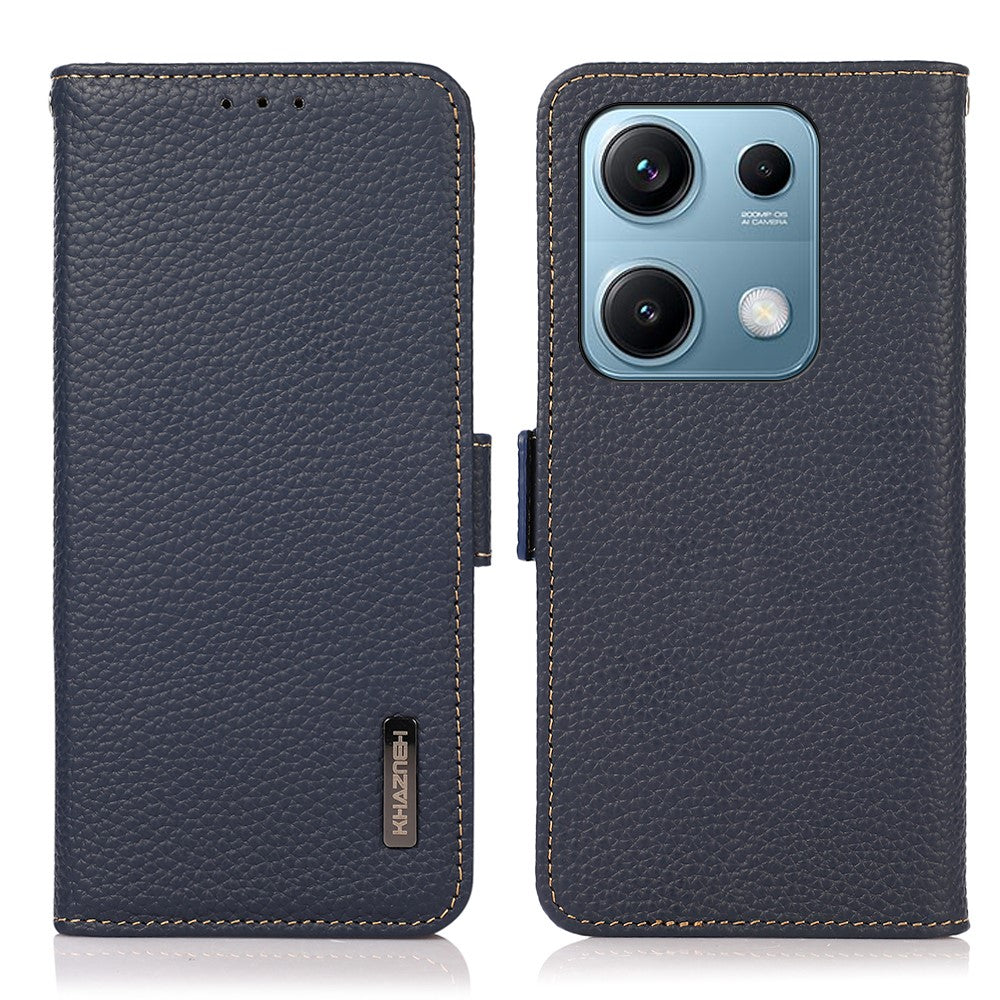KHAZNEH for Xiaomi Redmi Note 14S 4G Phone Case Genuine Cow Leather Cover RFID Blocking