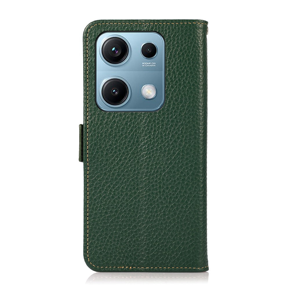KHAZNEH for Xiaomi Redmi Note 14S 4G Phone Case Genuine Cow Leather Cover RFID Blocking