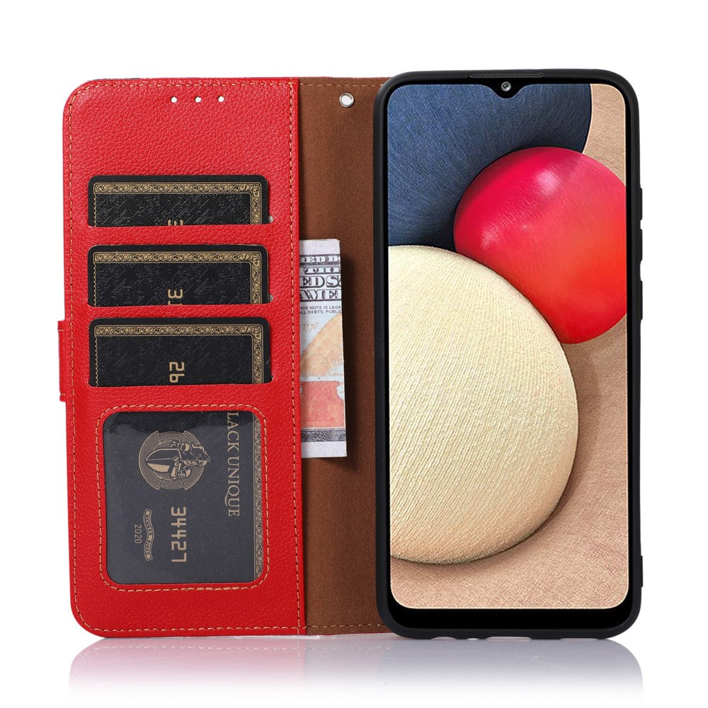 KHAZNEH For Xiaomi Redmi Note 14S 4G Case RFID Blocking Wallet Litchi Texture PU Leather Phone Cover