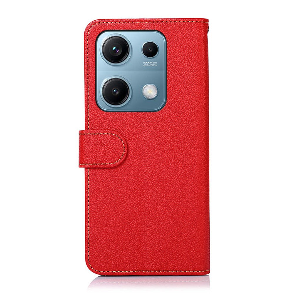 KHAZNEH For Xiaomi Redmi Note 14S 4G Case RFID Blocking Wallet Litchi Texture PU Leather Phone Cover