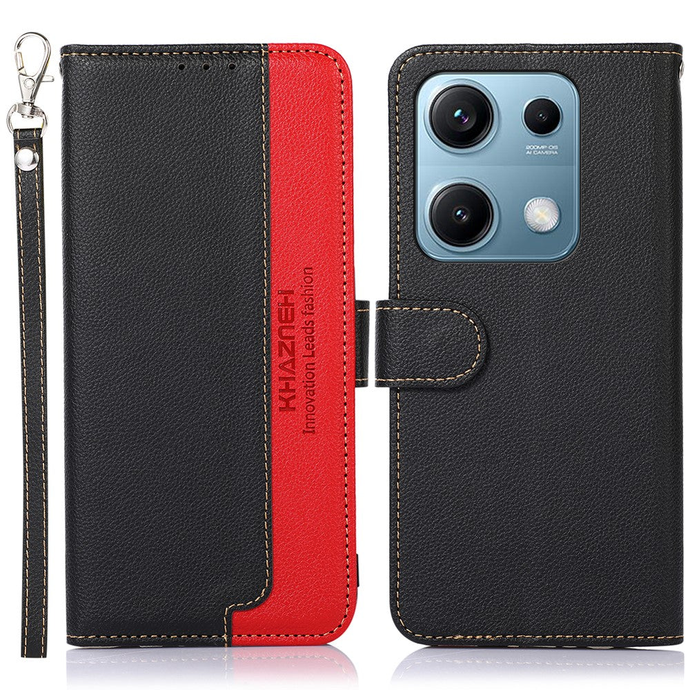 KHAZNEH For Xiaomi Redmi Note 14S 4G Case RFID Blocking Wallet Litchi Texture PU Leather Phone Cover