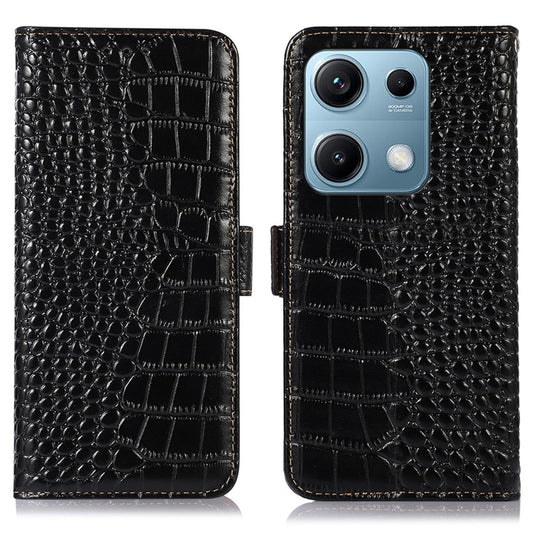 Xiaomi Redmi Note 14S 4G Handyhülle – mit Krokodilstruktur, echtes Rindsleder