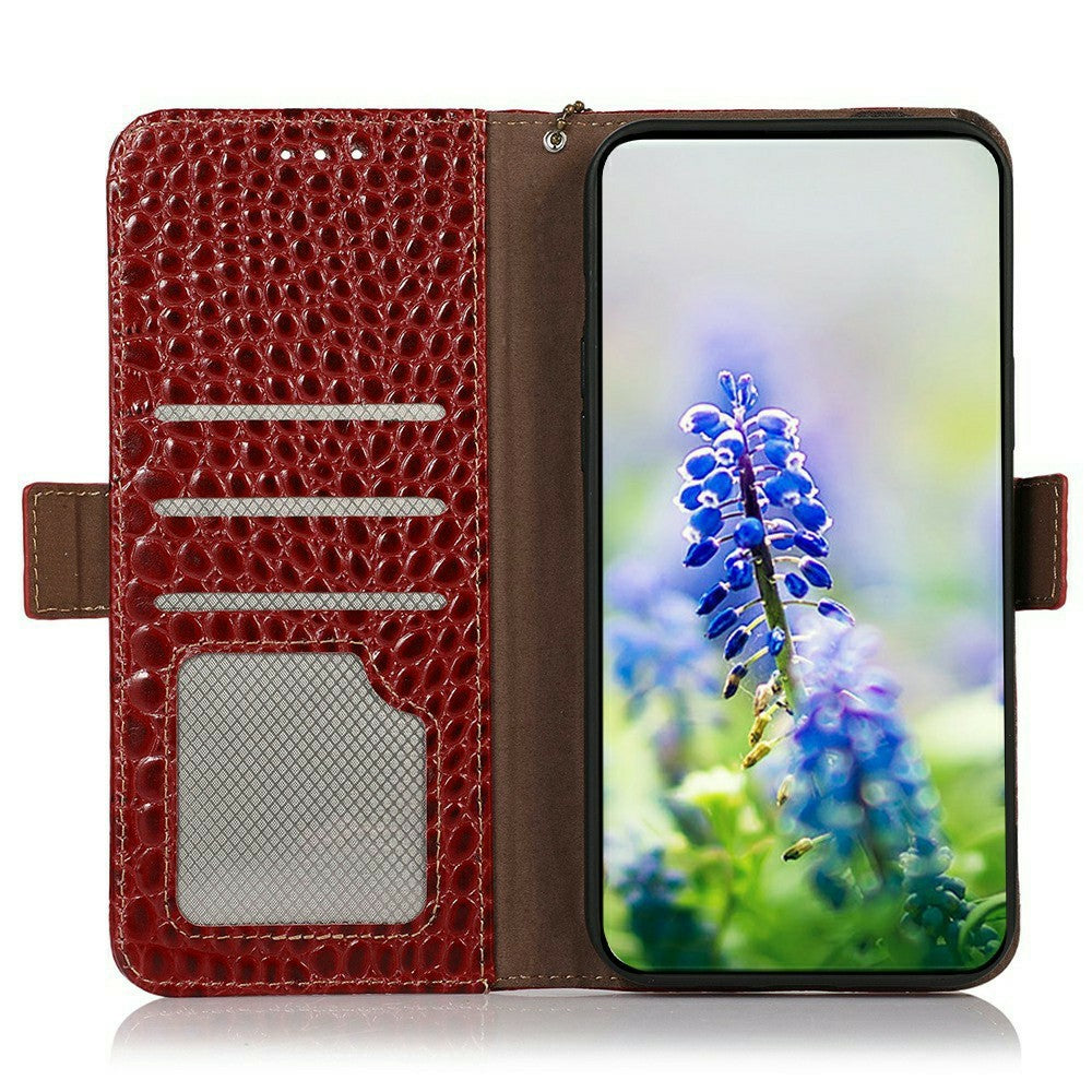 For Xiaomi Redmi Note 14S 4G Case Crocodile Texture Genuine Cow Leather Phone Wallet Cover