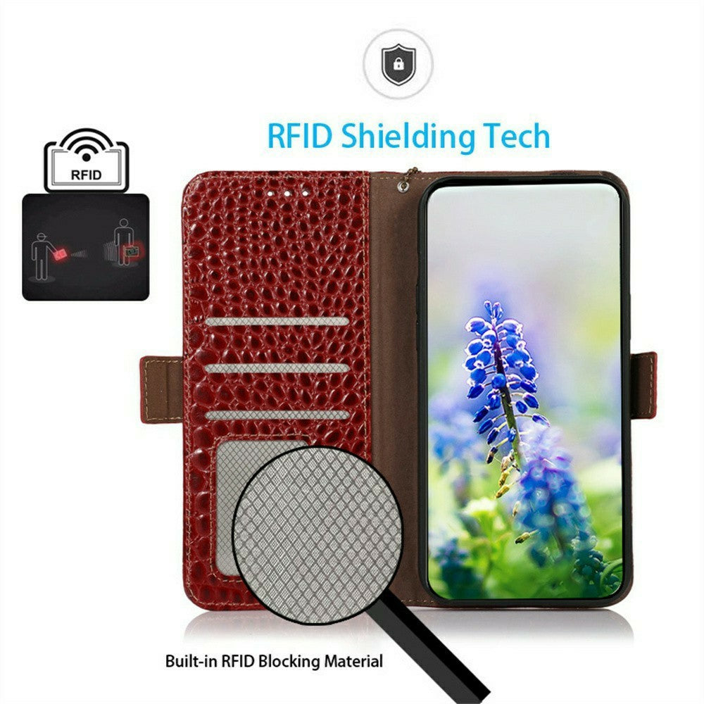 For Xiaomi Redmi Note 14S 4G Case Crocodile Texture Genuine Cow Leather Phone Wallet Cover