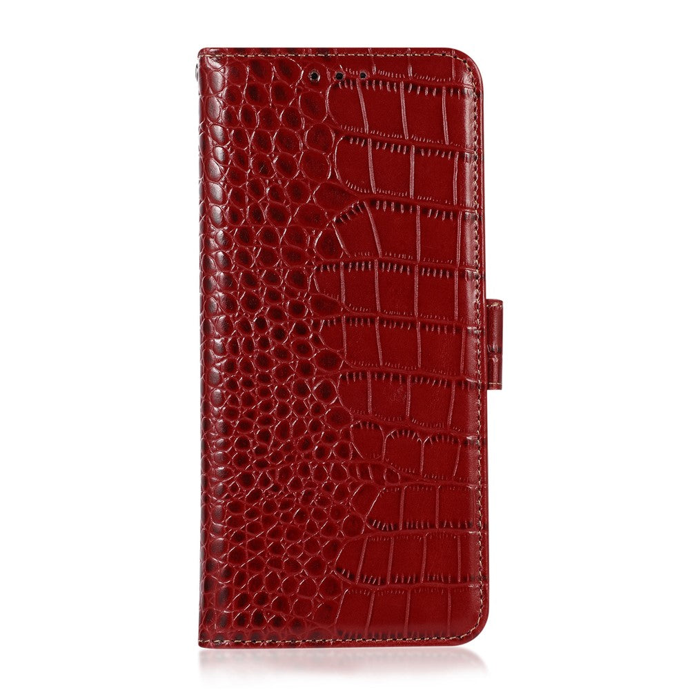For Xiaomi Redmi Note 14S 4G Case Crocodile Texture Genuine Cow Leather Phone Wallet Cover
