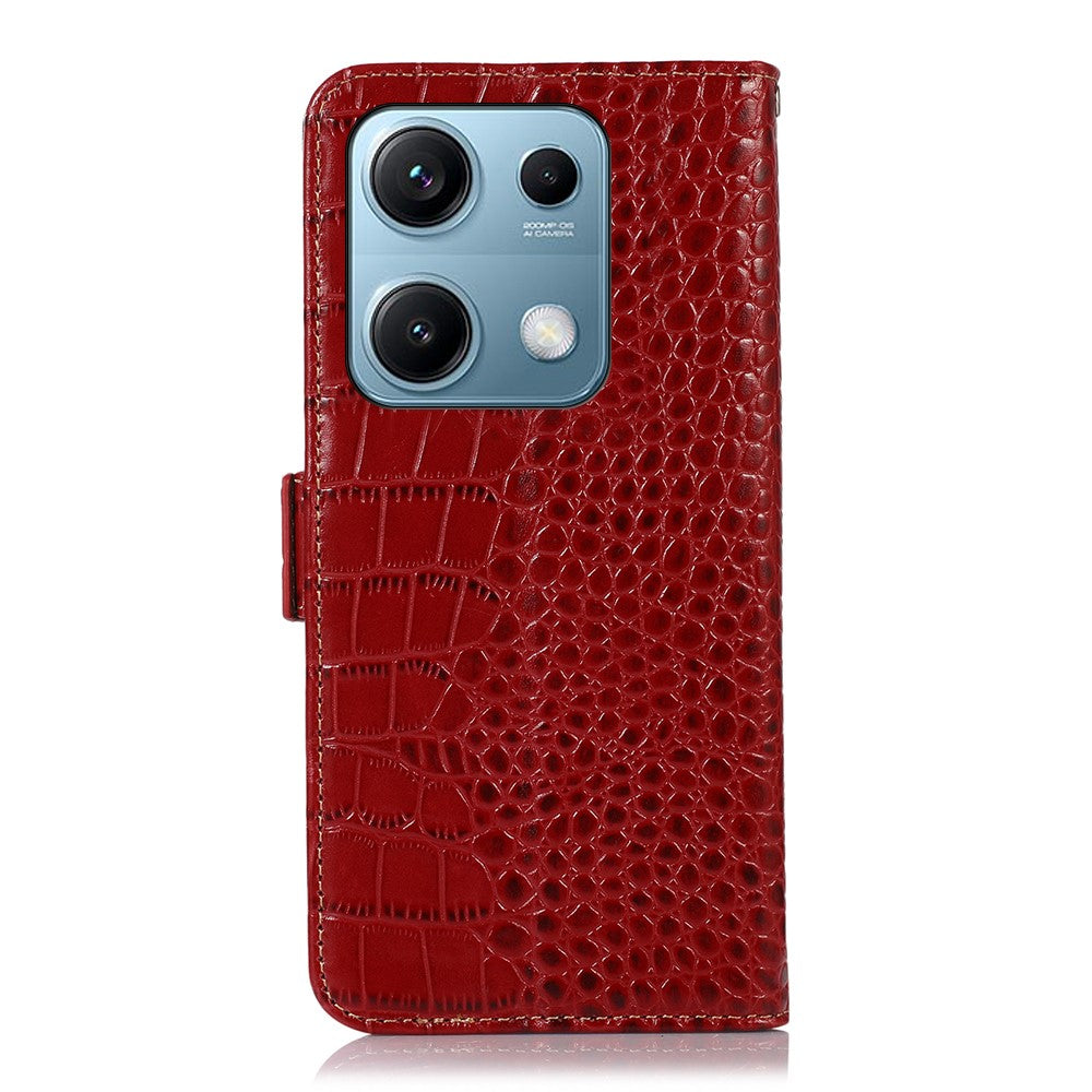 For Xiaomi Redmi Note 14S 4G Case Crocodile Texture Genuine Cow Leather Phone Wallet Cover