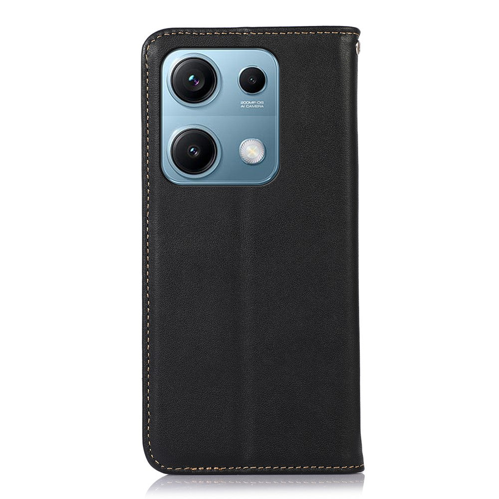 KHAZNEH For Xiaomi Redmi Note 14S 4G Case Wallet Genuine Cow Leather Phone Cover Nappa Texture