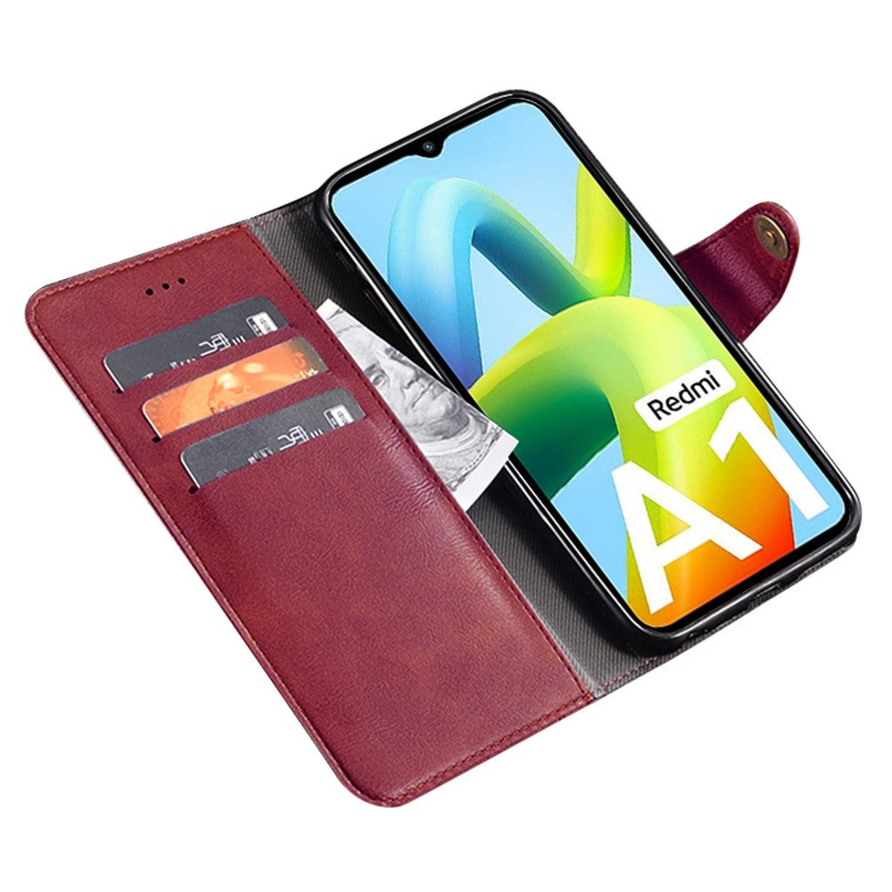 IDEWEI Cell Phone Cover For Xiaomi 12T 5G / Redmi K50 Ultra 5G Anti-drop Phone Case with Gold Button Decor Fine Texture PU Leather Wallet Stand