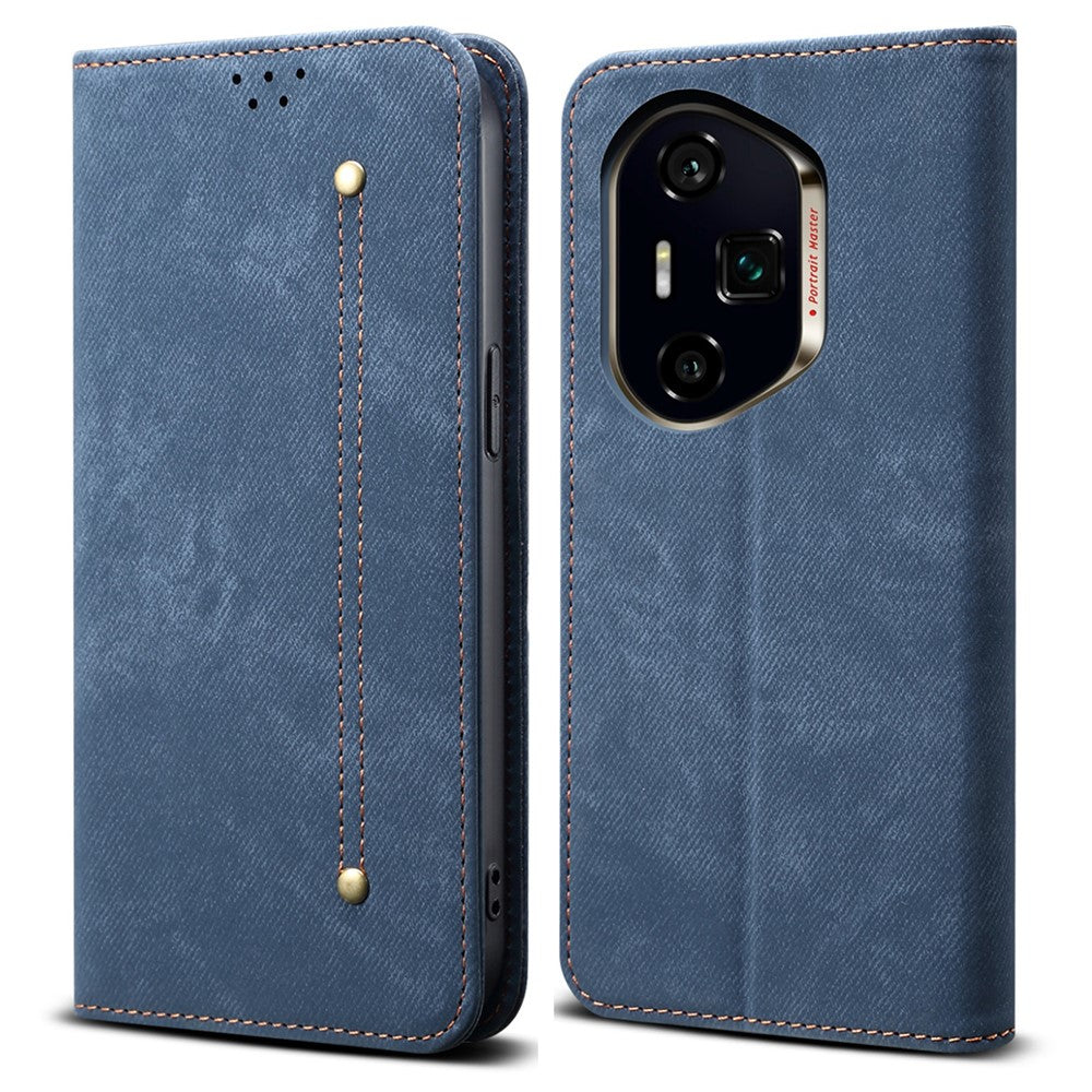 For Honor 400 Pro 5G (Global) Case Jeans Cloth Texture Anti-Scratch Leather Stand Phone Cover
