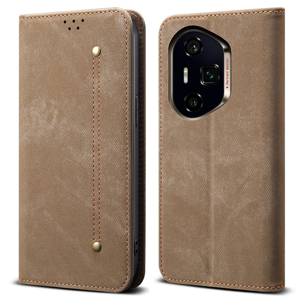 For Honor 400 Pro 5G (Global) Case Jeans Cloth Texture Anti-Scratch Leather Stand Phone Cover