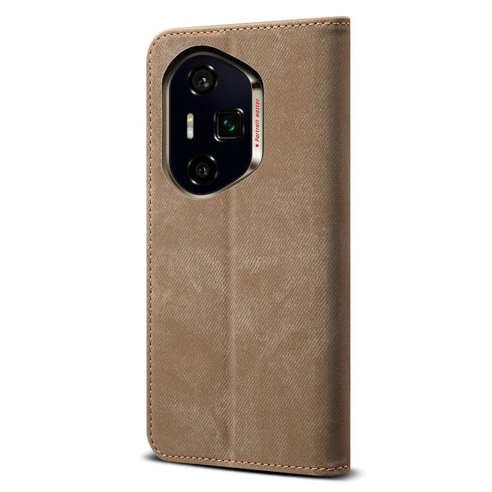 For Honor 400 Pro 5G (Global) Case Jeans Cloth Texture Anti-Scratch Leather Stand Phone Cover