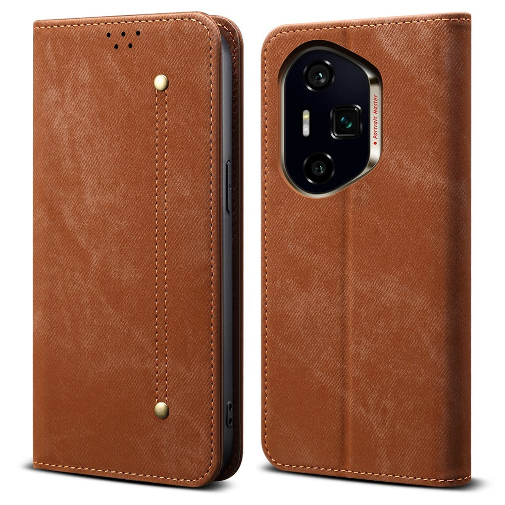 For Honor 400 Pro 5G (Global) Case Jeans Cloth Texture Anti-Scratch Leather Stand Phone Cover