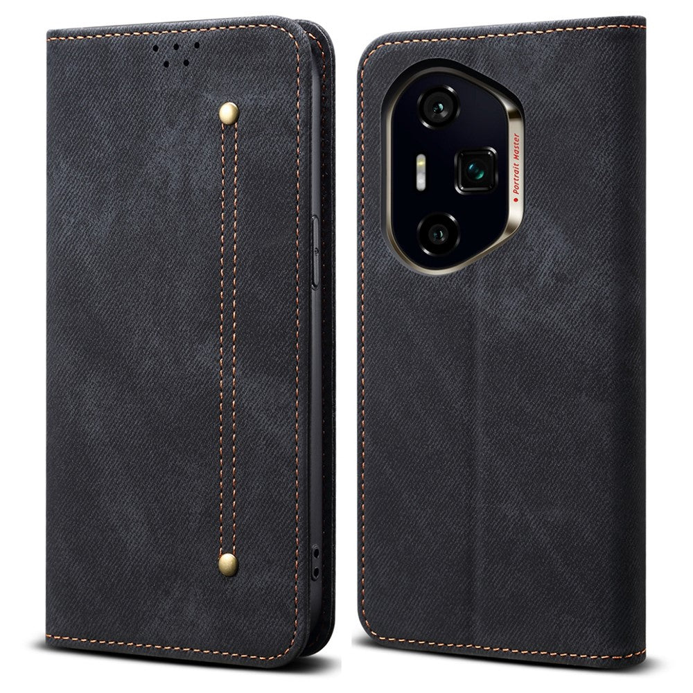 For Honor 400 Pro 5G (Global) Case Jeans Cloth Texture Anti-Scratch Leather Stand Phone Cover