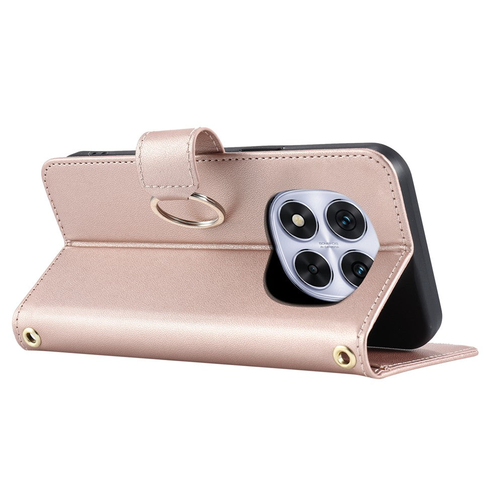 For Xiaomi Redmi Note 14 Pro 4G Case Ring Buckle Wallet Stand Rhombus Crossbody Leather Mobile Cover