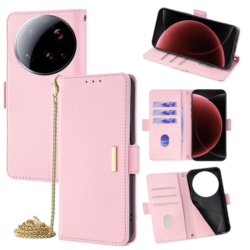 For Xiaomi 15 Ultra Case PU Leather Wallet Stand Phone Cover with Crossbody Shoulder Strap