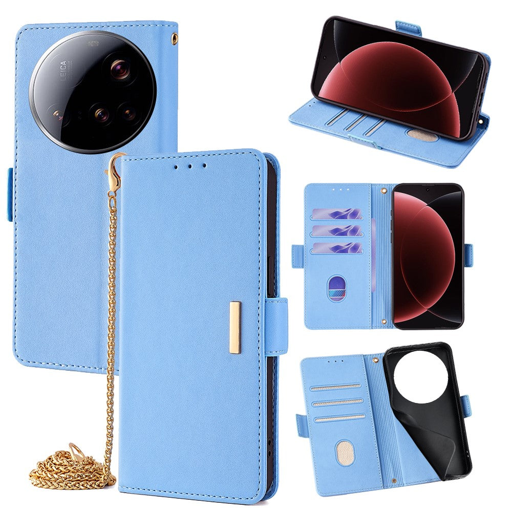 For Xiaomi 15 Ultra Case PU Leather Wallet Stand Phone Cover with Crossbody Shoulder Strap