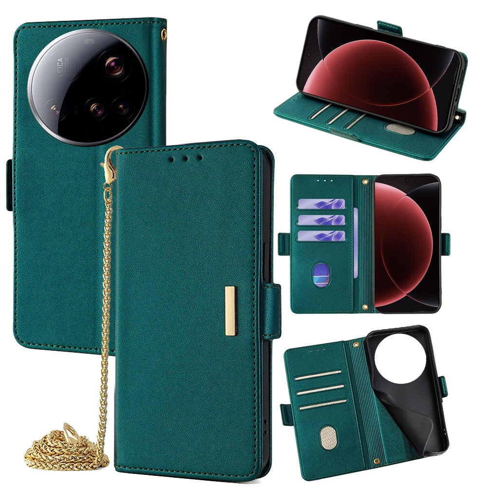 For Xiaomi 15 Ultra Case PU Leather Wallet Stand Phone Cover with Crossbody Shoulder Strap