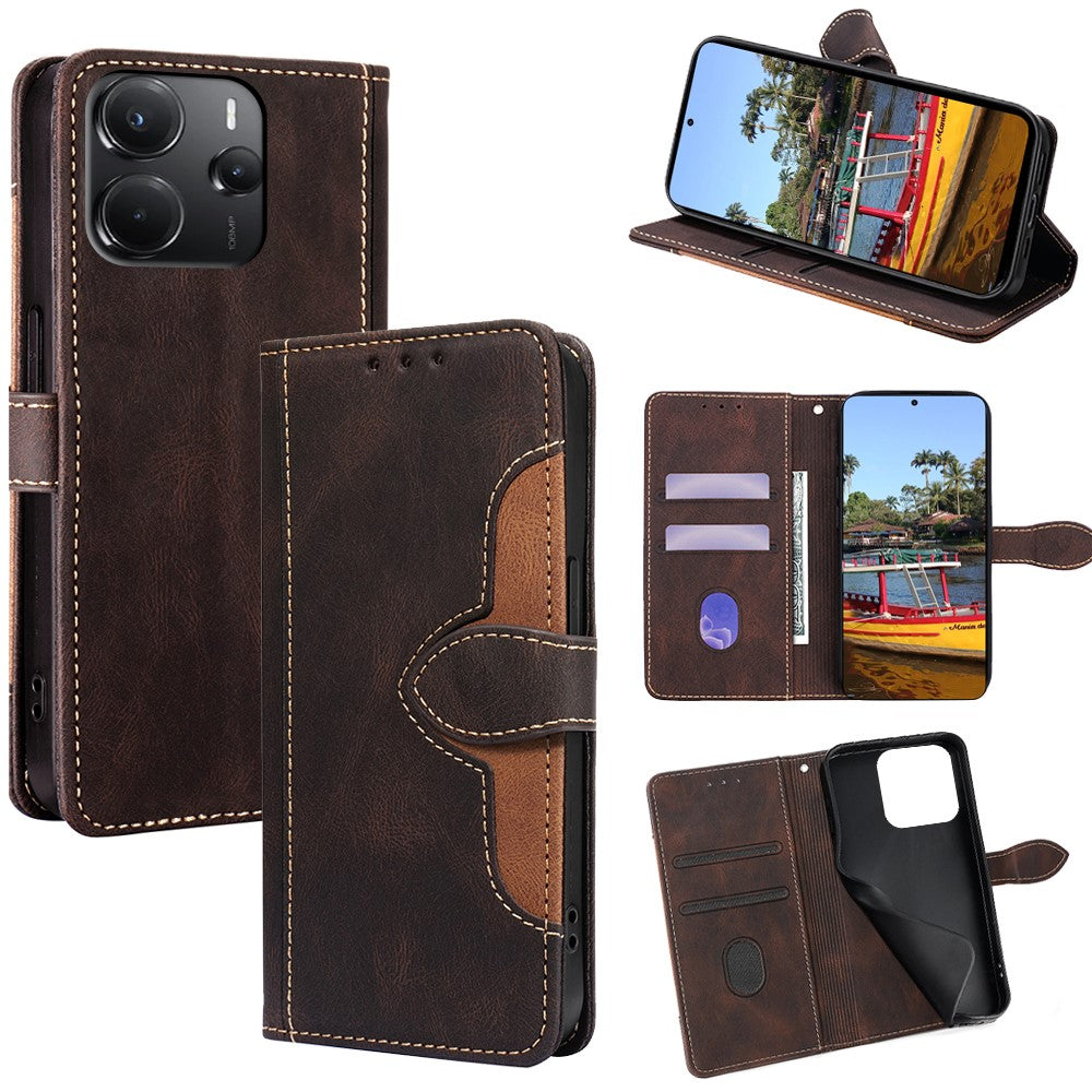 For Xiaomi Redmi Note 14 4G (164.84mm) Case Leather Wallet Phone Cover with Straw Hat Magnetic Clasp