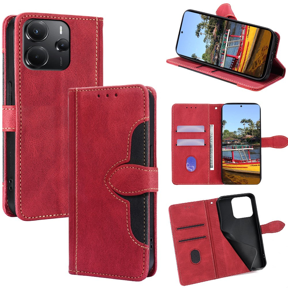 For Xiaomi Redmi Note 14 4G (164.84mm) Case Leather Wallet Phone Cover with Straw Hat Magnetic Clasp