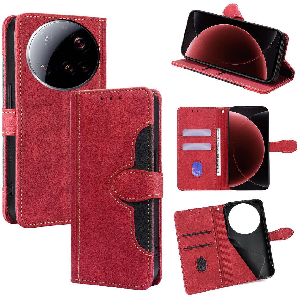 For Xiaomi 15 Ultra Case Leather Wallet Phone Cover with Straw Hat Magnetic Clasp