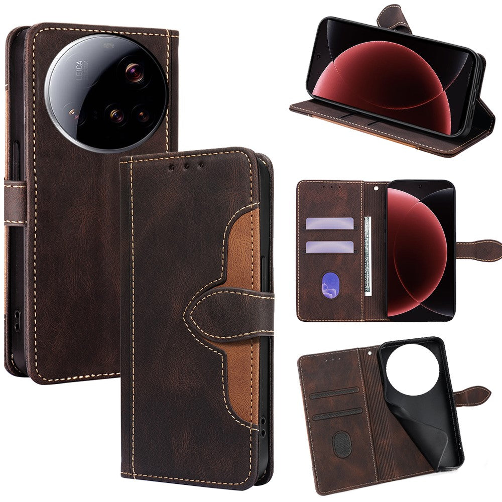 For Xiaomi 15 Ultra Case Leather Wallet Phone Cover with Straw Hat Magnetic Clasp