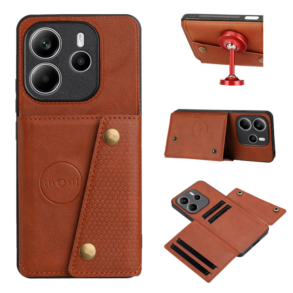 For Xiaomi Redmi Note 14 5G Case with Card Slots Kickstand Leather + TPU Phone Cover