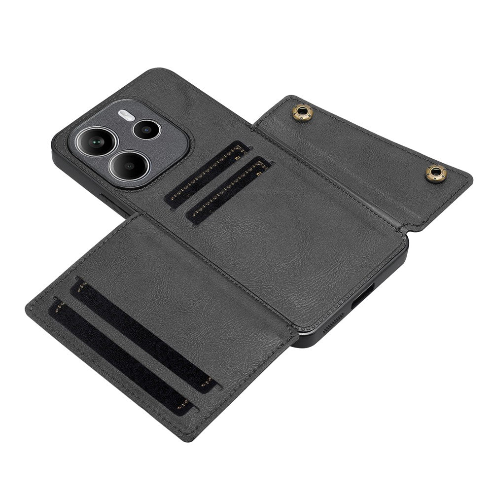 For Xiaomi Redmi Note 14 5G Case with Card Slots Kickstand Leather + TPU Phone Cover