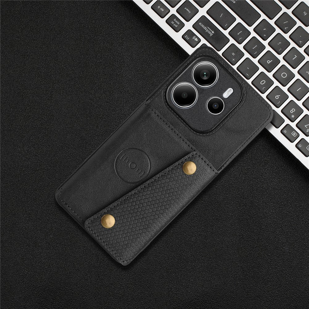 For Xiaomi Redmi Note 14 5G Case with Card Slots Kickstand Leather + TPU Phone Cover