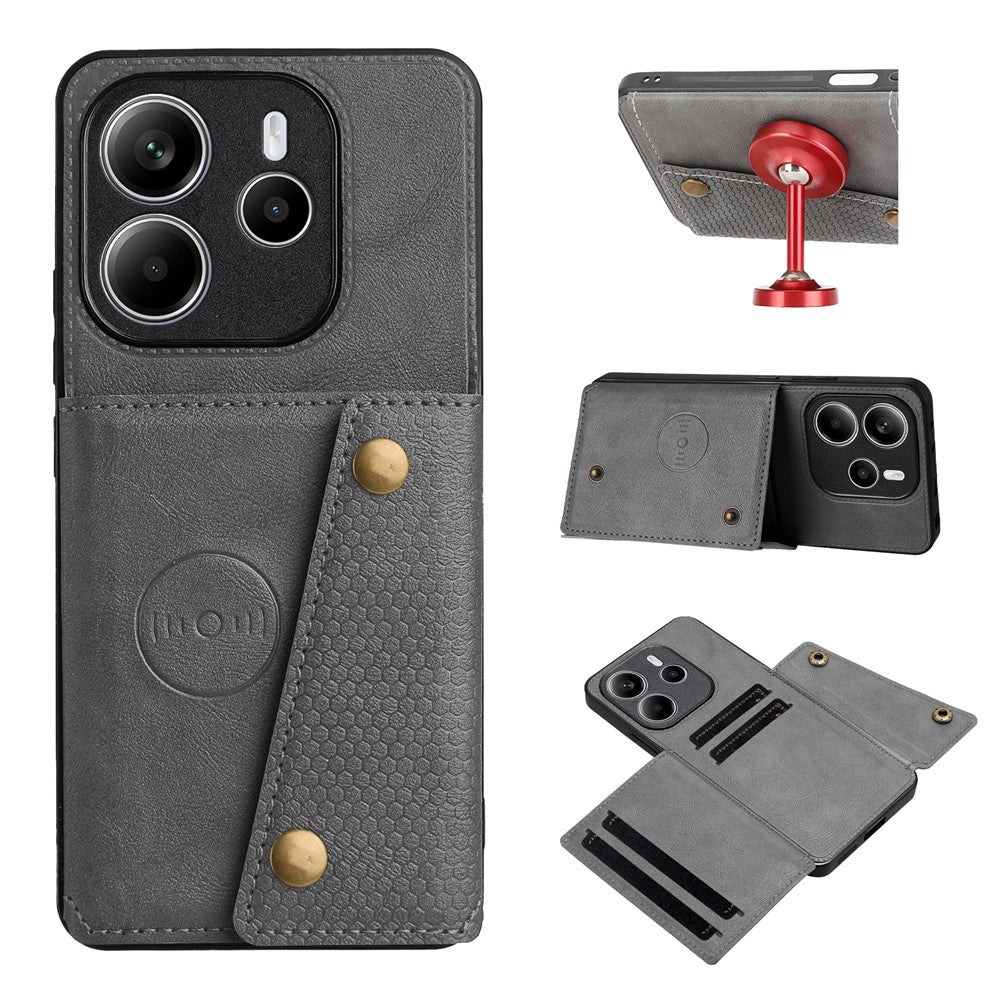 For Xiaomi Redmi Note 14 5G Case with Card Slots Kickstand Leather + TPU Phone Cover